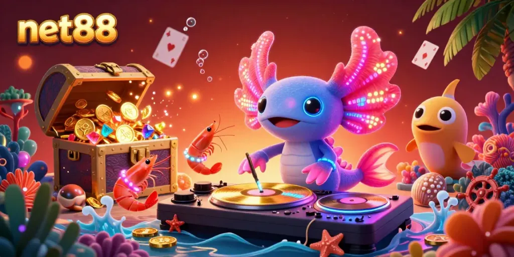 Experience the excitement of net88’s underwater casino with lively characters and dazzling game elements.