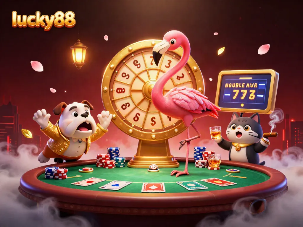 Spin the lucky88 prize wheel with vibrant gaming elements and dynamic characters in action!