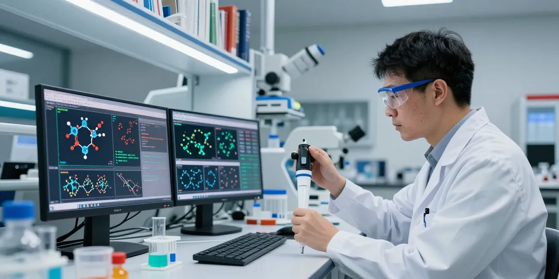 Scientist studying GLP-3-RT in a modern research lab environment with advanced equipment.