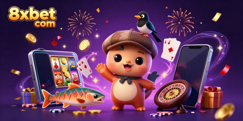 Engage with thrilling slots and casino games at 8xbet com, featuring vibrant 3D characters and rich gaming elements.