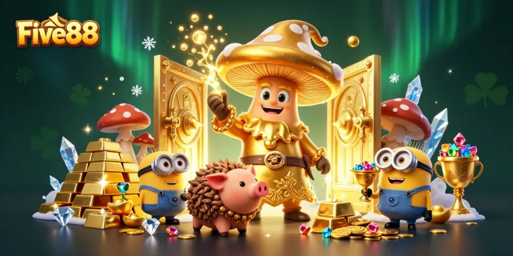 Join the fun at Five88, where treasures and excitement fill the air in vibrant casino atmosphere.