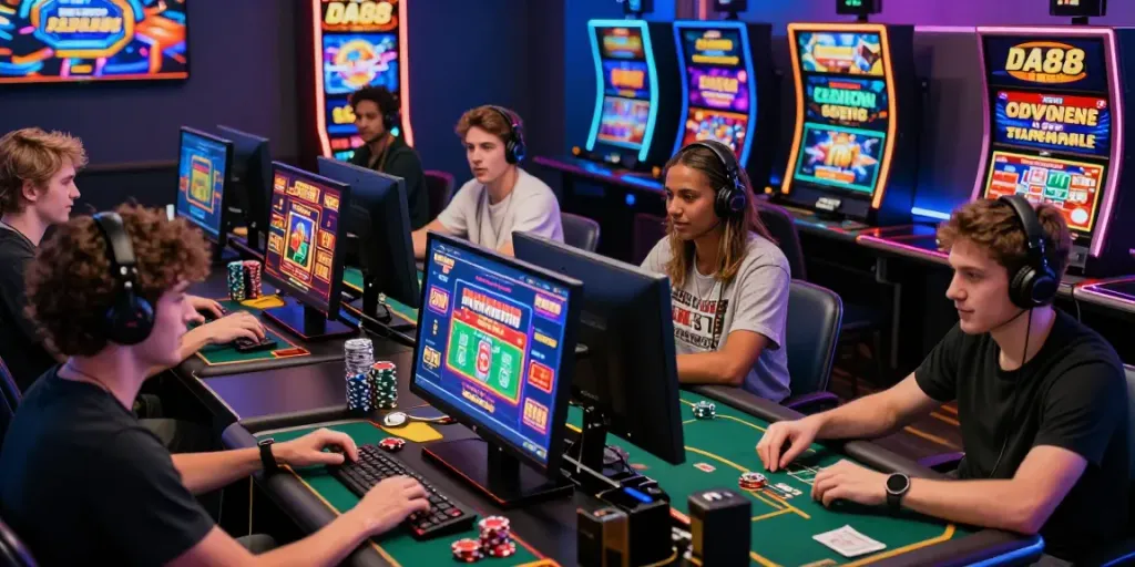 Engaged players exploring various games at nhà cái da88 online casino.