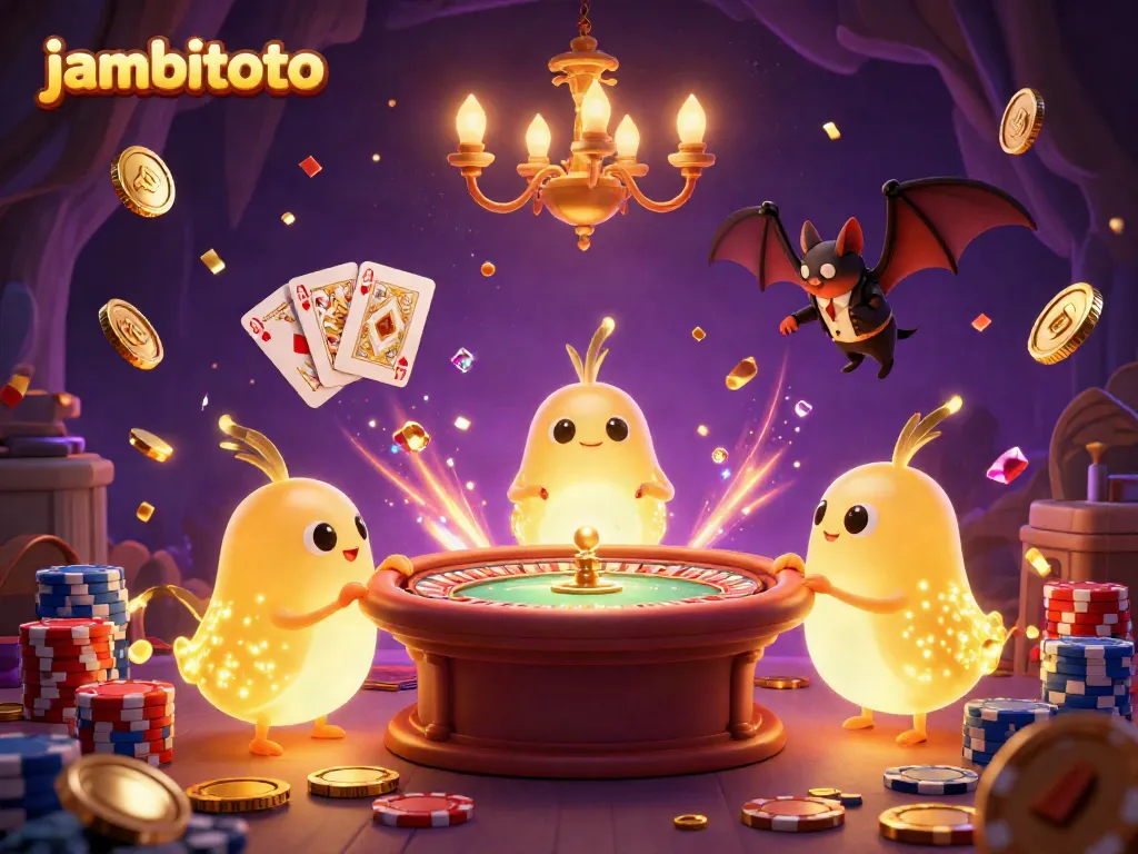 Experience the excitement of jambitoto in a vibrant cave casino illuminated by magical glowworms.