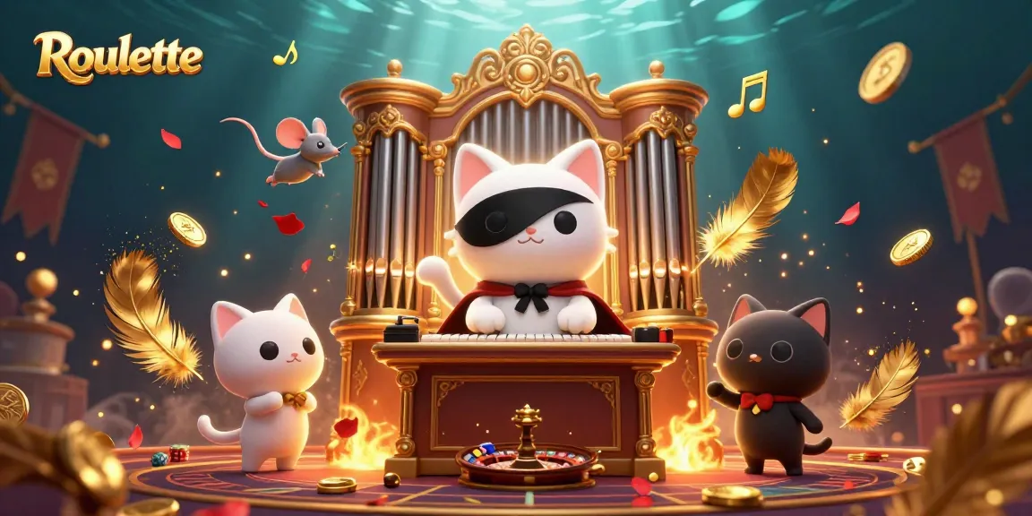 Spin the Roulette wheel with excitement, where fortunes await amidst floating musical notes.