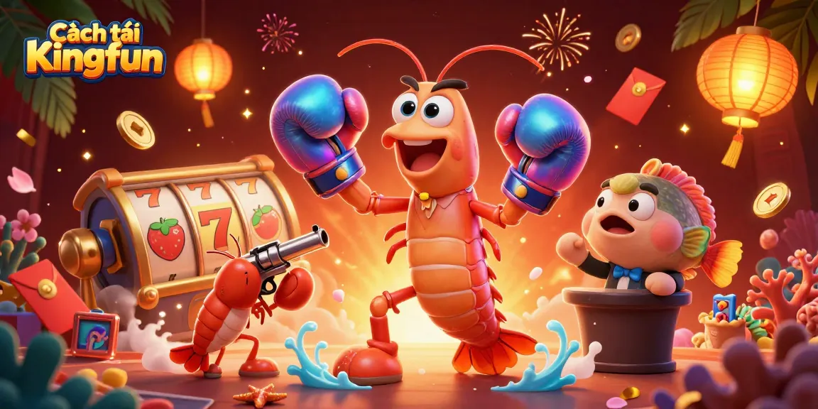 Cách tải Kingfun: Experience thrilling entertainment and jackpot wins with our vibrant casino-themed illustration.