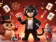 Engage with the tỷ lệ kèo nhà cái as a stylish panther deals cards surrounded by festive elements.