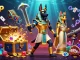 Engage with rikvip's exciting online games featuring characters and slot elements in a vibrant casino-themed scene.