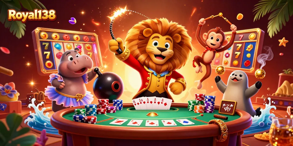 Mainkan Royal138 dengan slot gacor dan berbagai fitur menarik dalam ilustrasi ceria ini.