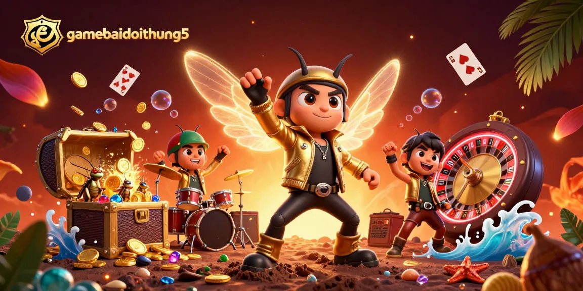 gamebaidoithuong5 showcases a vibrant casino-themed scene with characters and dynamic gambling elements.