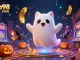 Experience thrilling gameplay at rikvip98 com with a ghost cat and vampire bat in this vibrant casino scene.