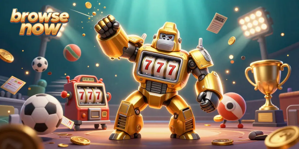 Experience thrilling gameplay and vibrant casino action at browse now with a golden gorilla mech and dynamic sports elements.