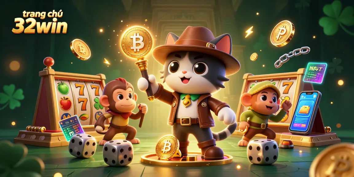 Engage in thrilling gameplay at trang chủ 32win, featuring dynamic 3D casino elements and characters.