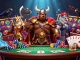 Sao 789 Viking bear and Valkyrie eagle spinning slots and poker chips in a vivid casino scene
