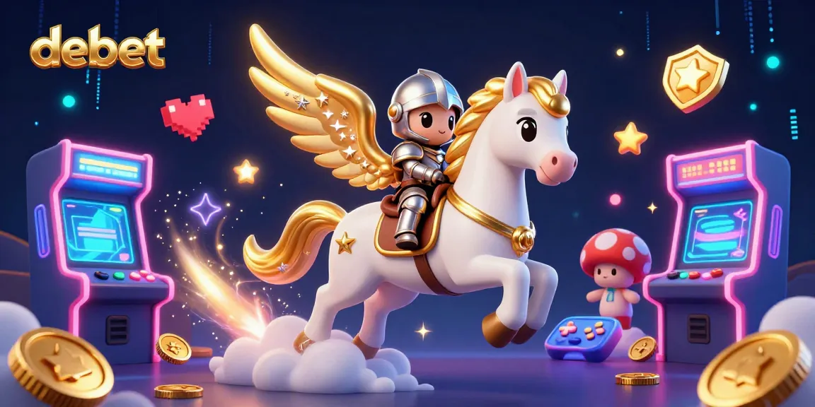 Experience exciting gameplay with Debet's vibrant casino atmosphere featuring animated characters and colorful game elements.