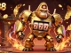 Win big with da88 in this vibrant 3D casino illustration showcasing a golden gorilla mech and slot gaming elements.