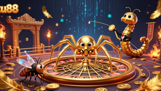 ku88 showcases thrilling bets at a roulette wheel web, capturing a vibrant casino atmosphere.